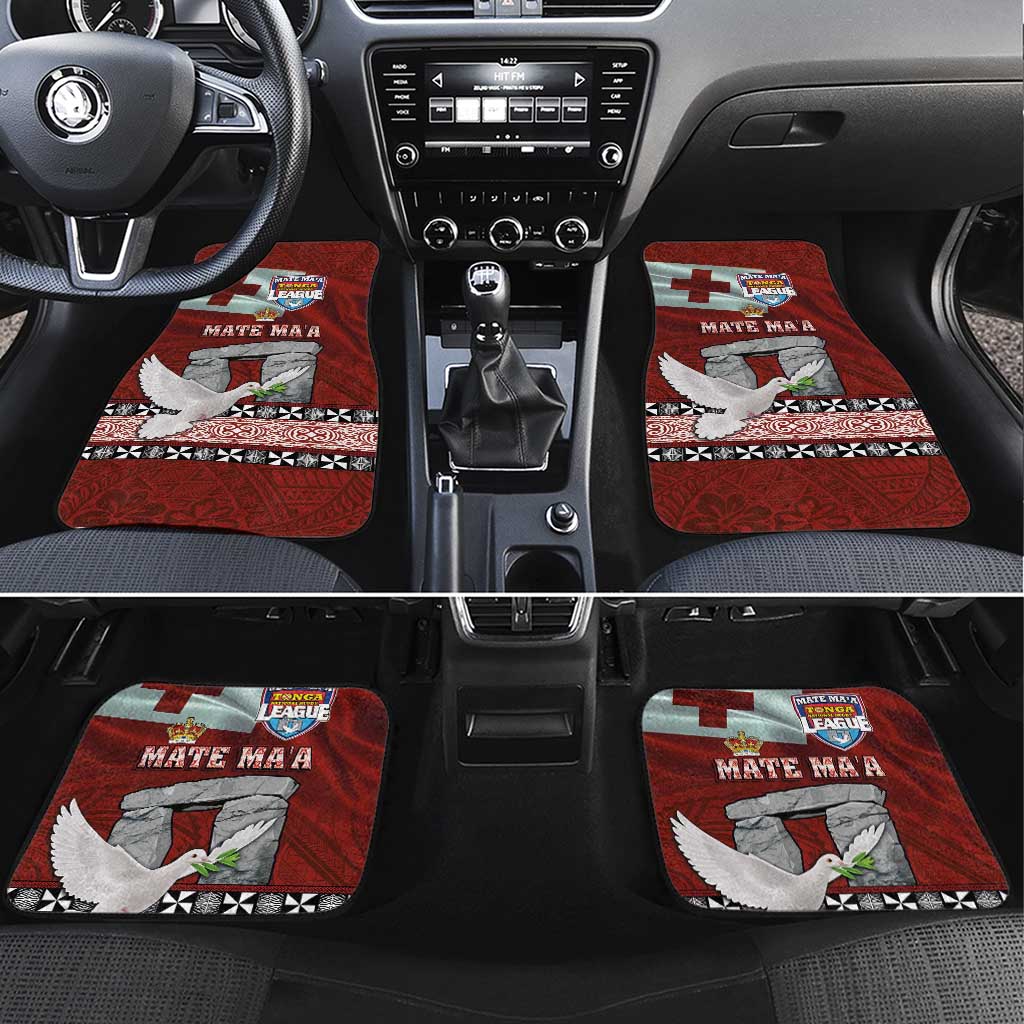 Mate Ma'a Tonga Car Mats Haamonga a Maui and White Dove - Tongan Kupesi Ngatu LT03 Set 4pcs Red - Polynesian Pride