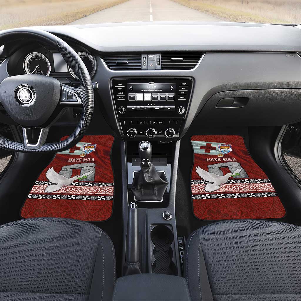 Mate Ma'a Tonga Car Mats Haamonga a Maui and White Dove - Tongan Kupesi Ngatu LT03 Set 2pcs - Front Red - Polynesian Pride