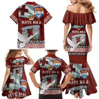 Mate Ma'a Tonga Family Matching Mermaid Dress and Hawaiian Shirt Haʻamonga ʻa Maui and White Dove - Tongan Kupesi Ngatu