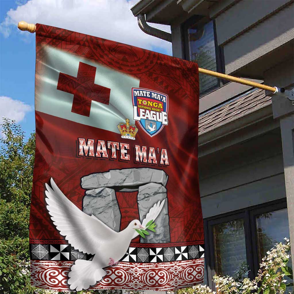 Mate Ma'a Tonga Garden Flag Haamonga a Maui and White Dove - Tongan Kupesi Ngatu LT03 - Polynesian Pride