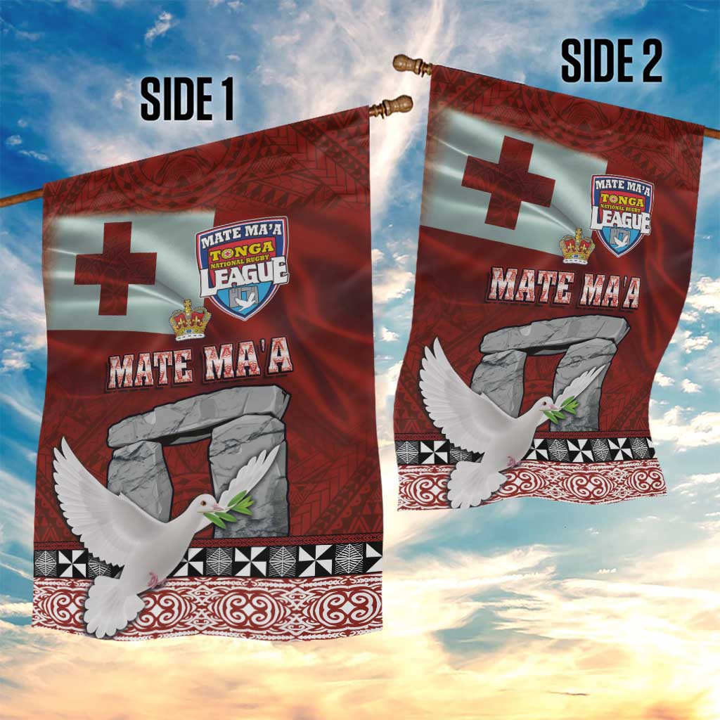Mate Ma'a Tonga Garden Flag Haamonga a Maui and White Dove - Tongan Kupesi Ngatu LT03 - Polynesian Pride