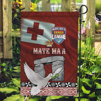 Mate Ma'a Tonga Garden Flag Haamonga a Maui and White Dove - Tongan Kupesi Ngatu LT03 Garden Flag Red - Polynesian Pride