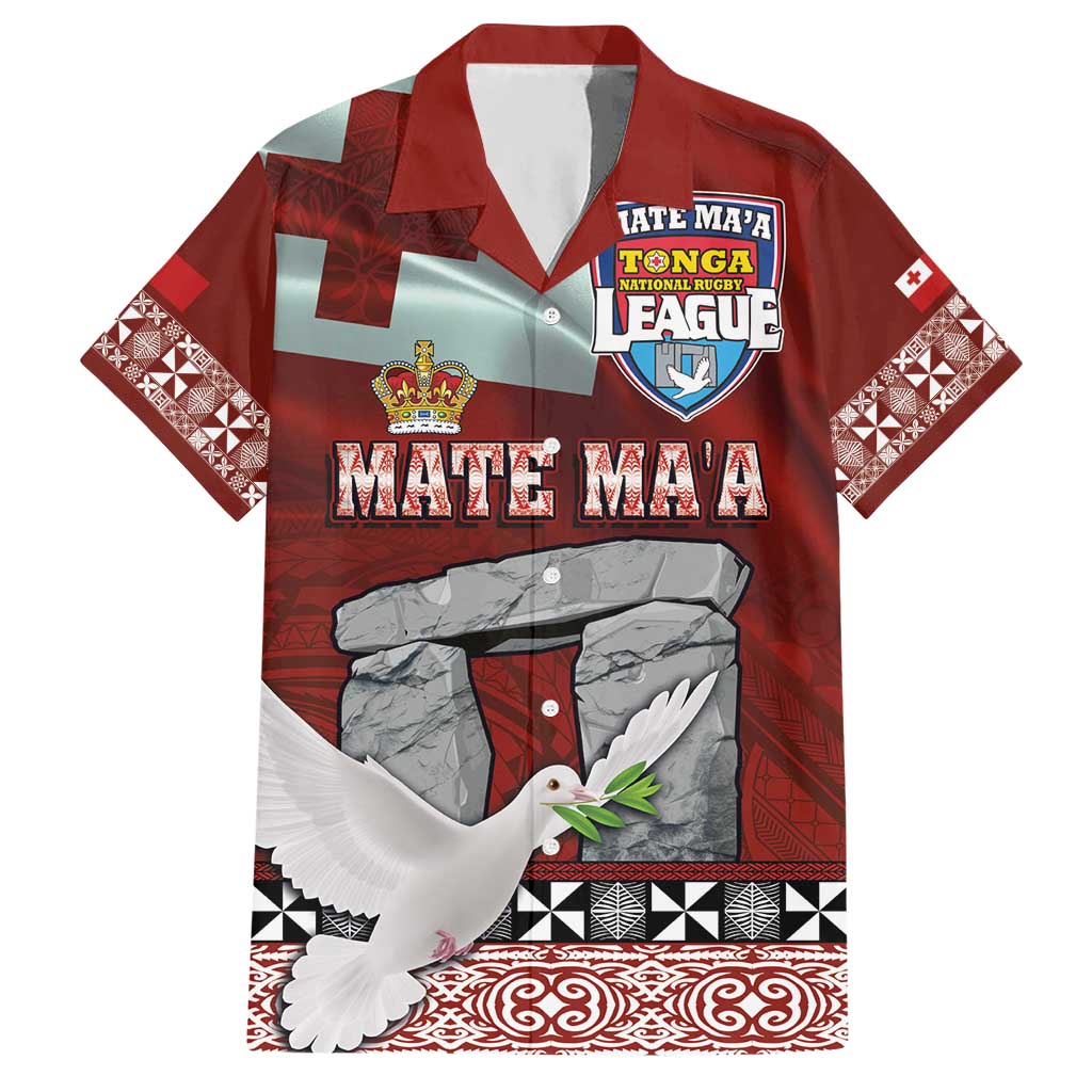 Mate Ma'a Tonga Hawaiian Shirt Haamonga a Maui and White Dove - Tongan Kupesi Ngatu LT03 Red - Polynesian Pride