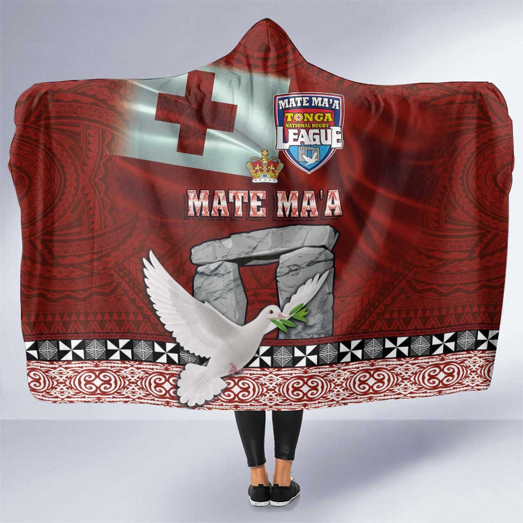 Mate Ma'a Tonga Hooded Blanket Haamonga a Maui and White Dove - Tongan Kupesi Ngatu LT03 One Size Red - Polynesian Pride