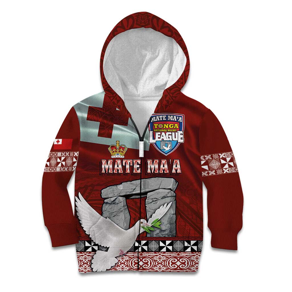 Mate Ma'a Tonga Kid Hoodie Haʻamonga ʻa Maui and White Dove - Tongan Kupesi Ngatu