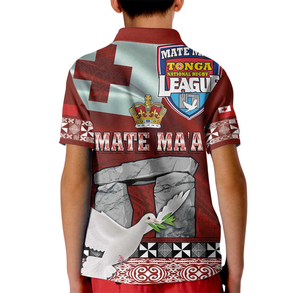 Mate Ma'a Tonga Kid Polo Shirt Haʻamonga ʻa Maui and White Dove - Tongan Kupesi Ngatu