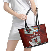Mate Ma'a Tonga Leather Tote Bag Haamonga a Maui and White Dove - Tongan Kupesi Ngatu LT03 - Polynesian Pride