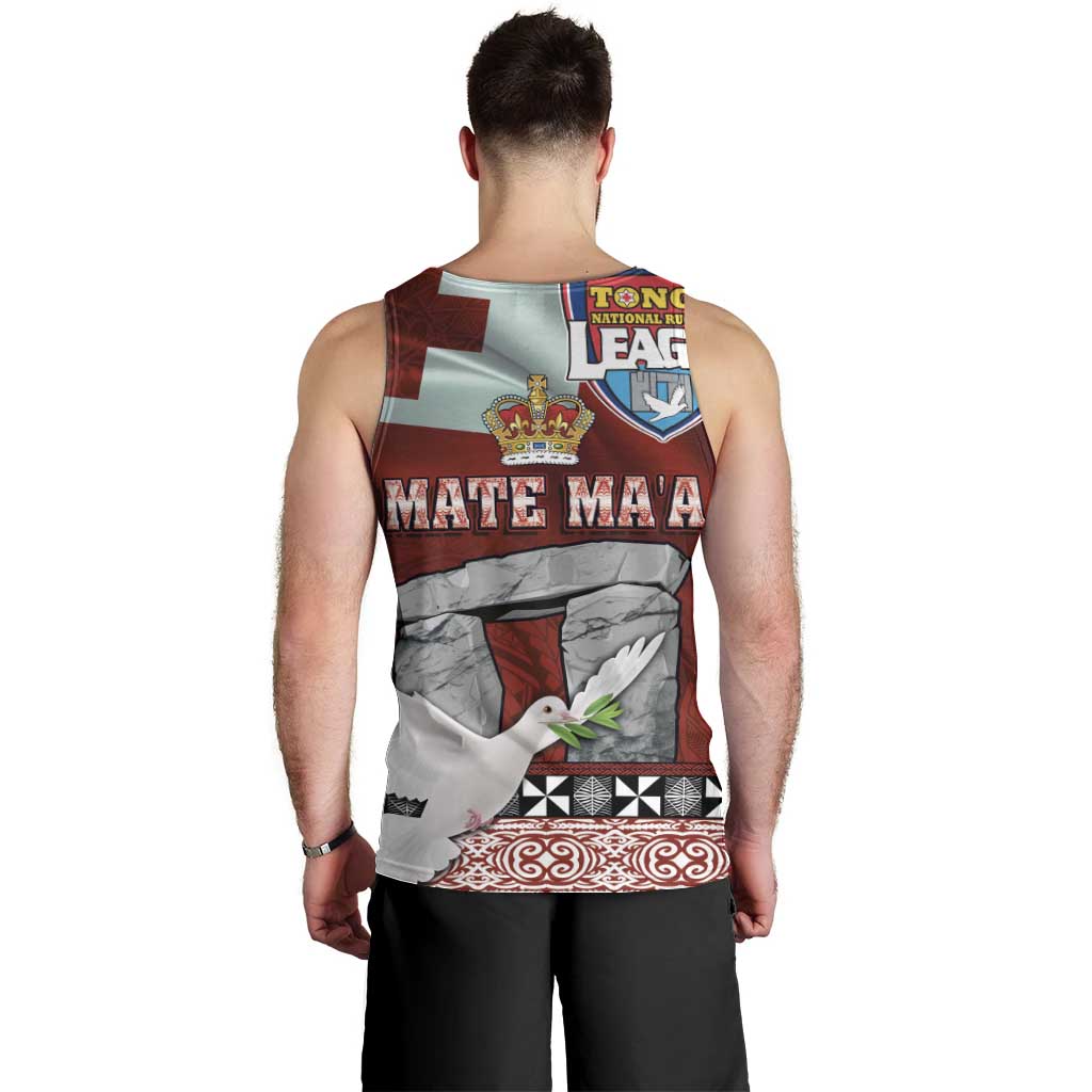 Mate Ma'a Tonga Men Tank Top Haamonga a Maui and White Dove - Tongan Kupesi Ngatu LT03 - Polynesian Pride
