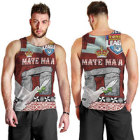 Mate Ma'a Tonga Men Tank Top Haamonga a Maui and White Dove - Tongan Kupesi Ngatu LT03 - Polynesian Pride