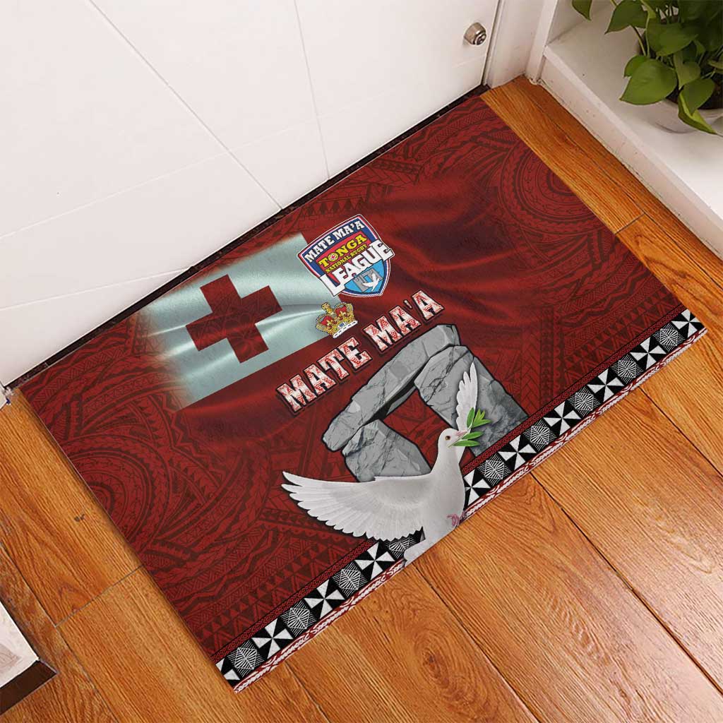 Mate Ma'a Tonga Rubber Doormat Haamonga a Maui and White Dove - Tongan Kupesi Ngatu LT03 - Polynesian Pride