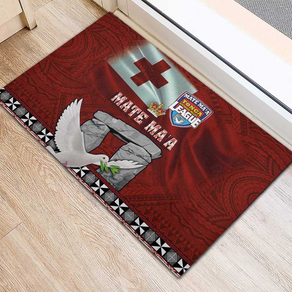 Mate Ma'a Tonga Rubber Doormat Haamonga a Maui and White Dove - Tongan Kupesi Ngatu LT03 - Polynesian Pride
