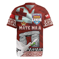 Mate Ma'a Tonga Rugby Jersey Haamonga a Maui and White Dove - Tongan Kupesi Ngatu LT03 Red - Polynesian Pride