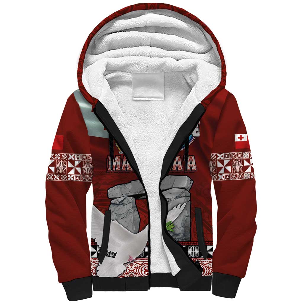 Mate Ma'a Tonga Sherpa Hoodie Haʻamonga ʻa Maui and White Dove - Tongan Kupesi Ngatu