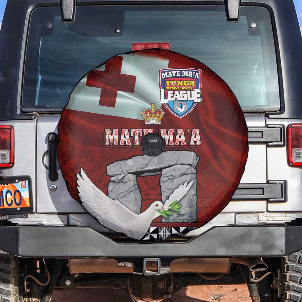 Mate Ma'a Tonga Spare Tire Cover Haamonga a Maui and White Dove - Tongan Kupesi Ngatu LT03 Red - Polynesian Pride