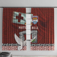 Mate Ma'a Tonga Window Curtain Haamonga a Maui and White Dove - Tongan Kupesi Ngatu LT03 With Hooks Red - Polynesian Pride