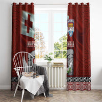 Mate Ma'a Tonga Window Curtain Haamonga a Maui and White Dove - Tongan Kupesi Ngatu LT03 - Polynesian Pride