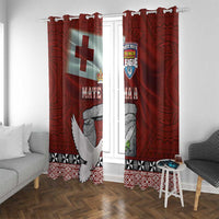 Mate Ma'a Tonga Window Curtain Haamonga a Maui and White Dove - Tongan Kupesi Ngatu LT03 With Grommets Red - Polynesian Pride