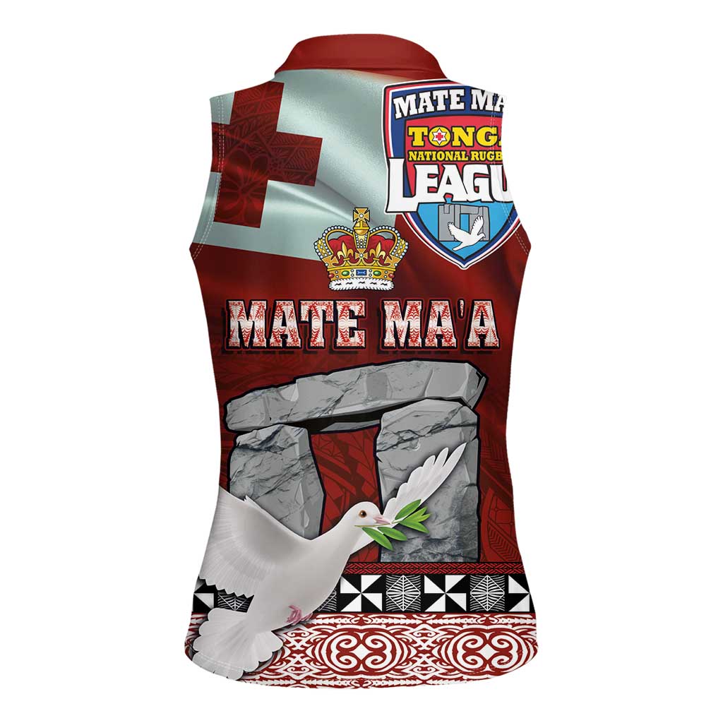 Mate Ma'a Tonga Women Sleeveless Polo Shirt Haʻamonga ʻa Maui and White Dove - Tongan Kupesi Ngatu