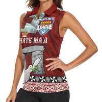 Mate Ma'a Tonga Women Sleeveless Polo Shirt Haʻamonga ʻa Maui and White Dove - Tongan Kupesi Ngatu