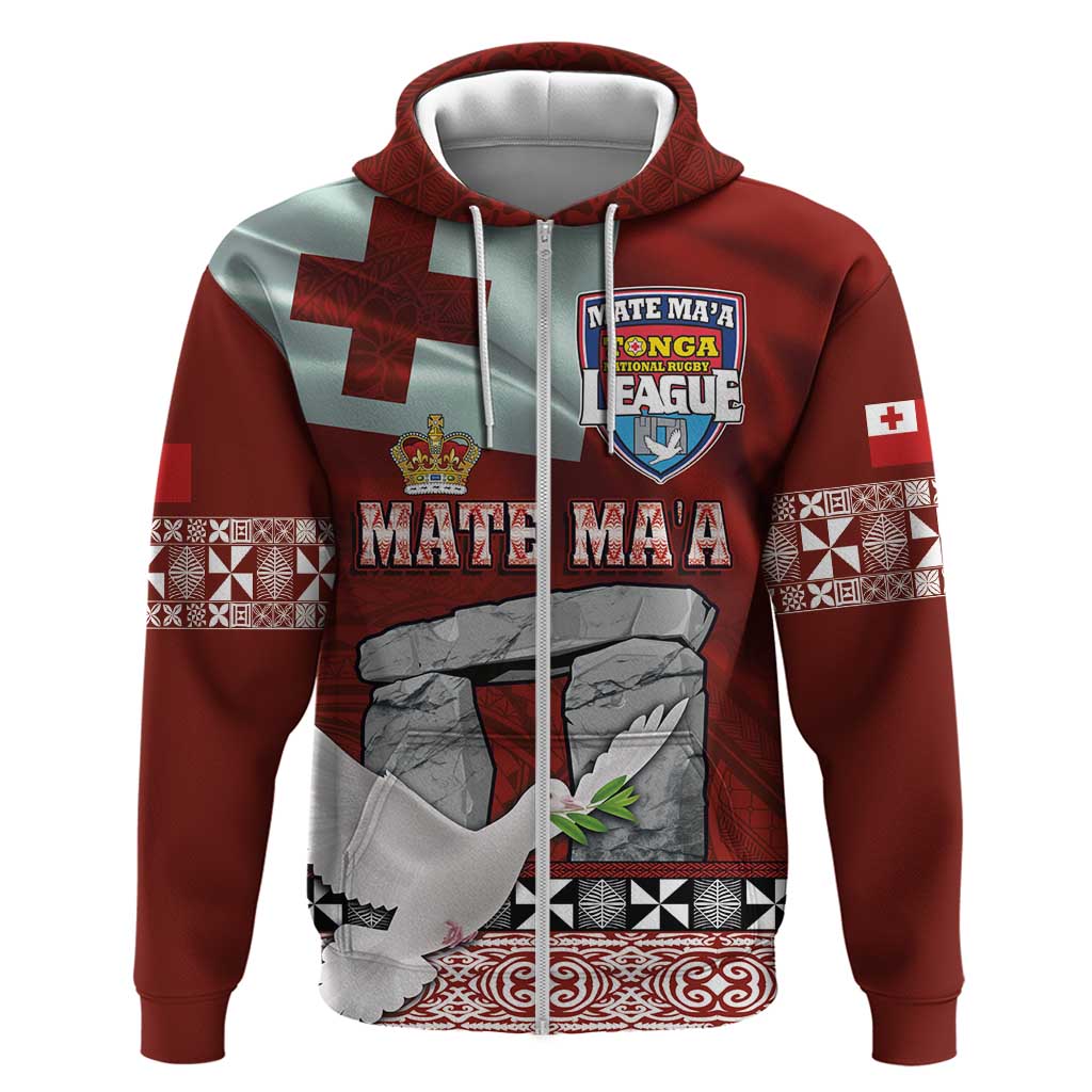 Mate Ma'a Tonga Zip Hoodie Haʻamonga ʻa Maui and White Dove - Tongan Kupesi Ngatu