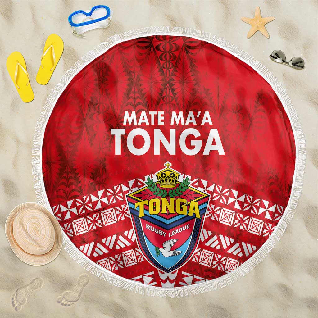 Mate Ma'a Tonga Beach Blanket Double White Dove and Kupesi Ngatu Art Tattoo LT03 One Size 150cm Red - Polynesian Pride