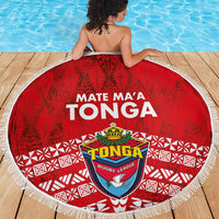 Mate Ma'a Tonga Beach Blanket Double White Dove and Kupesi Ngatu Art Tattoo LT03 - Polynesian Pride
