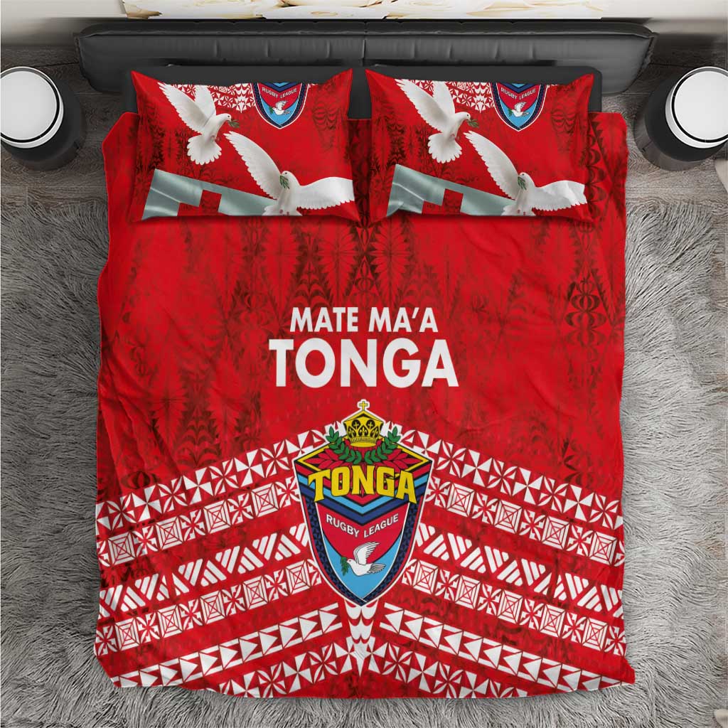 Mate Ma'a Tonga Bedding Set Douple White Dove and Kupesi Ngatu Art Tattoo