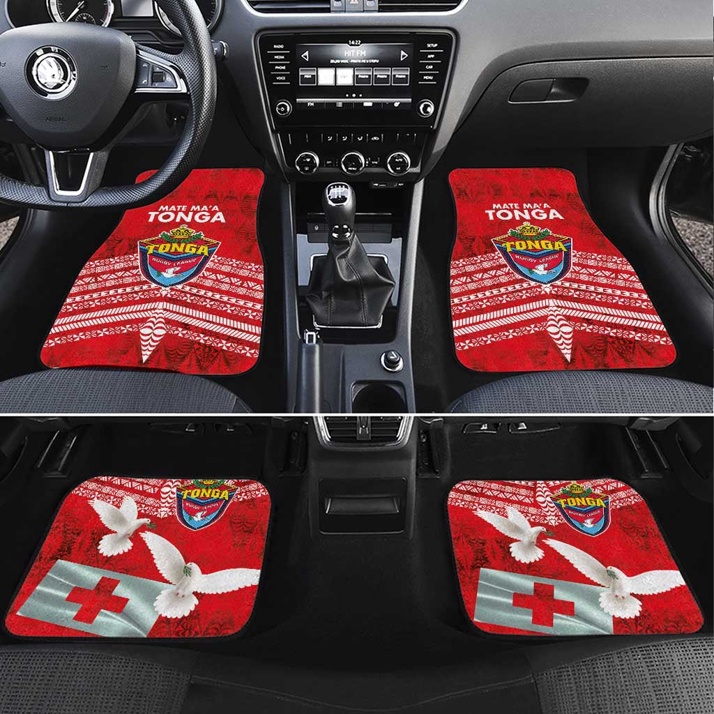 Mate Ma'a Tonga Car Mats Double White Dove and Kupesi Ngatu Art Tattoo LT03 Set 4pcs Red - Polynesian Pride