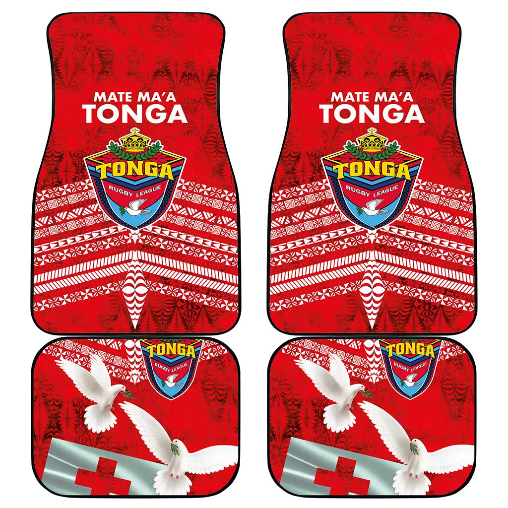 Mate Ma'a Tonga Car Mats Double White Dove and Kupesi Ngatu Art Tattoo LT03 - Polynesian Pride