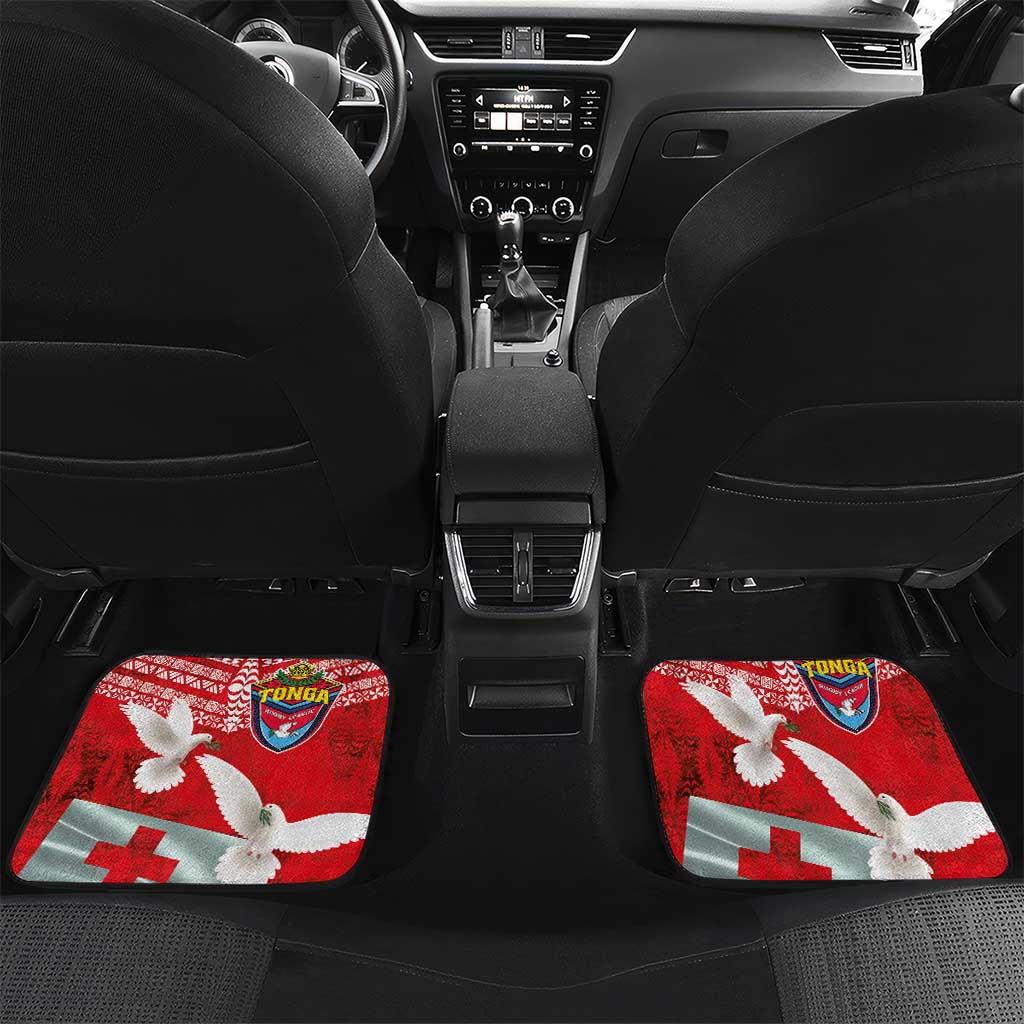 Mate Ma'a Tonga Car Mats Double White Dove and Kupesi Ngatu Art Tattoo LT03 Set 2pcs - Back Red - Polynesian Pride
