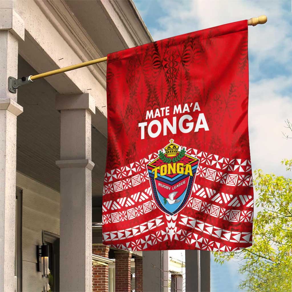 Mate Ma'a Tonga Garden Flag Double White Dove and Kupesi Ngatu Art Tattoo LT03 House Flag Red - Polynesian Pride