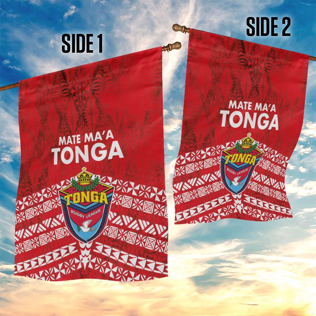 Mate Ma'a Tonga Garden Flag Double White Dove and Kupesi Ngatu Art Tattoo LT03 - Polynesian Pride