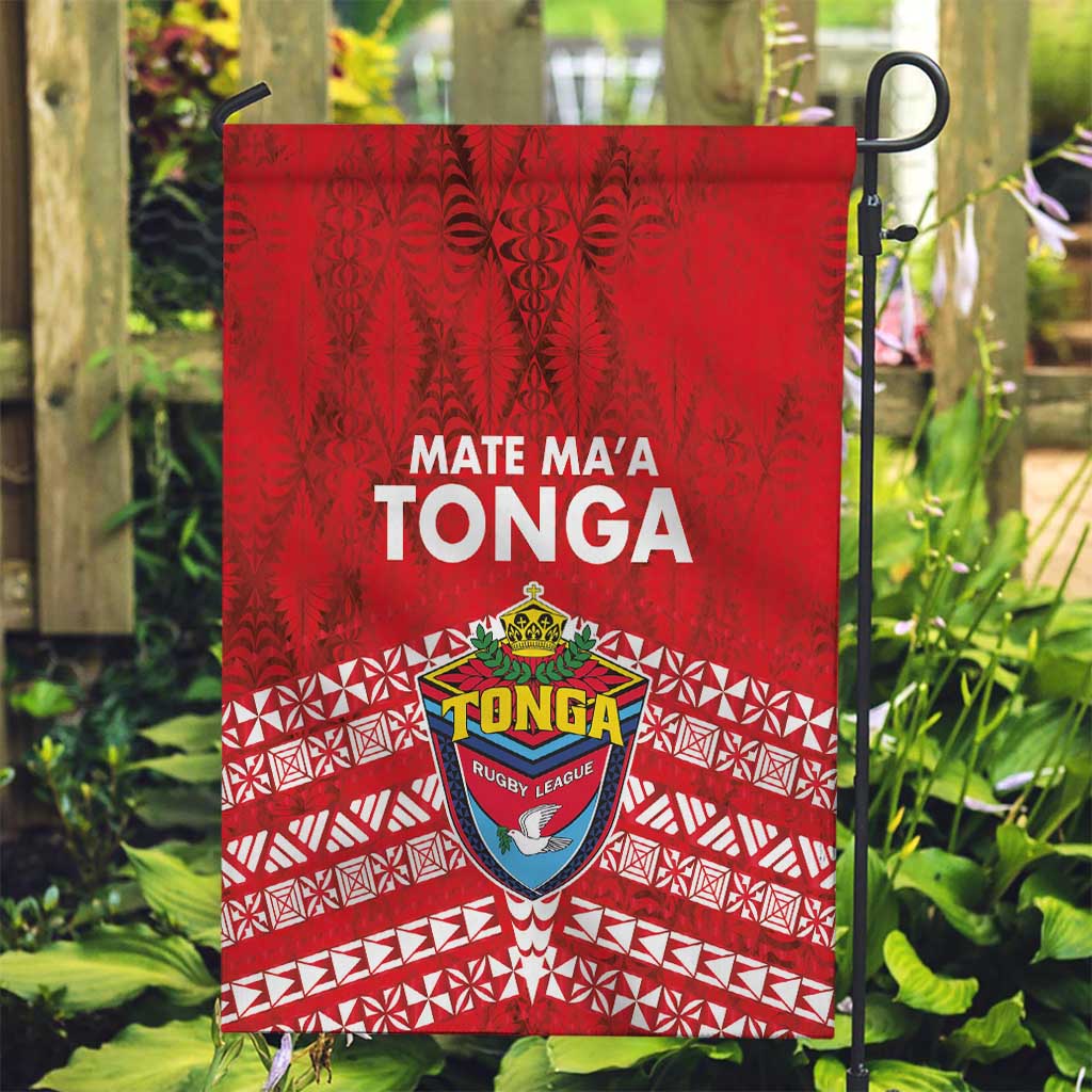 Mate Ma'a Tonga Garden Flag Double White Dove and Kupesi Ngatu Art Tattoo LT03 Garden Flag Red - Polynesian Pride