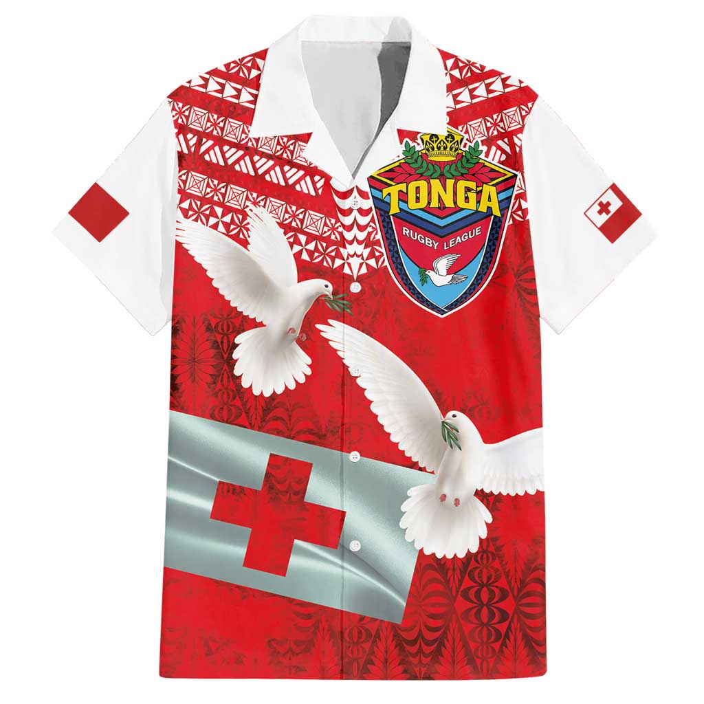 Mate Ma'a Tonga Hawaiian Shirt Double White Dove and Kupesi Ngatu Art Tattoo LT03 Red - Polynesian Pride