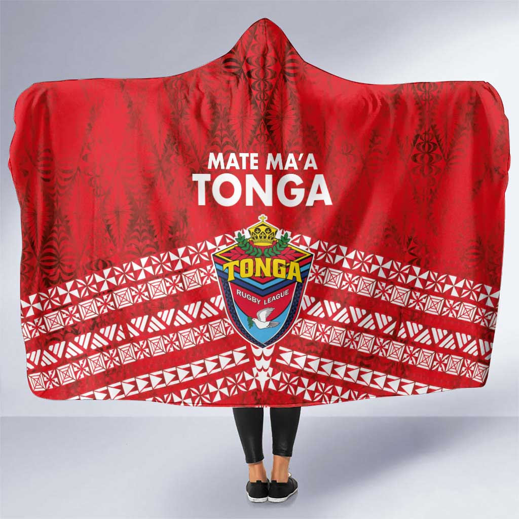 Mate Ma'a Tonga Hooded Blanket Double White Dove and Kupesi Ngatu Art Tattoo LT03 One Size Red - Polynesian Pride