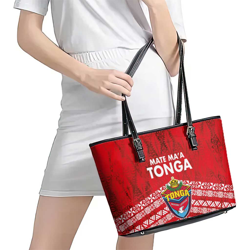 Mate Ma'a Tonga Leather Tote Bag Double White Dove and Kupesi Ngatu Art Tattoo LT03 - Polynesian Pride