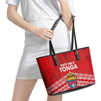 Mate Ma'a Tonga Leather Tote Bag Double White Dove and Kupesi Ngatu Art Tattoo LT03 - Polynesian Pride