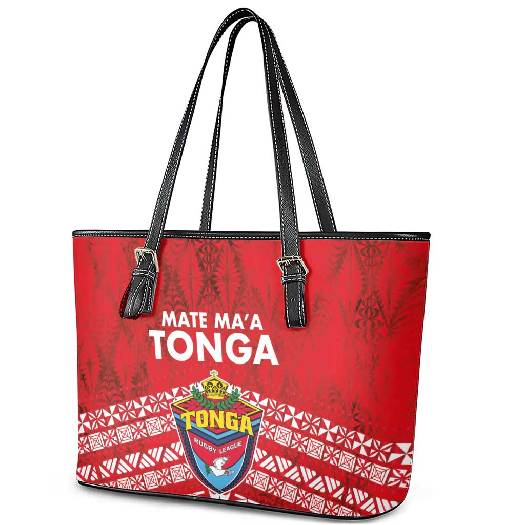 Mate Ma'a Tonga Leather Tote Bag Double White Dove and Kupesi Ngatu Art Tattoo LT03 - Polynesian Pride