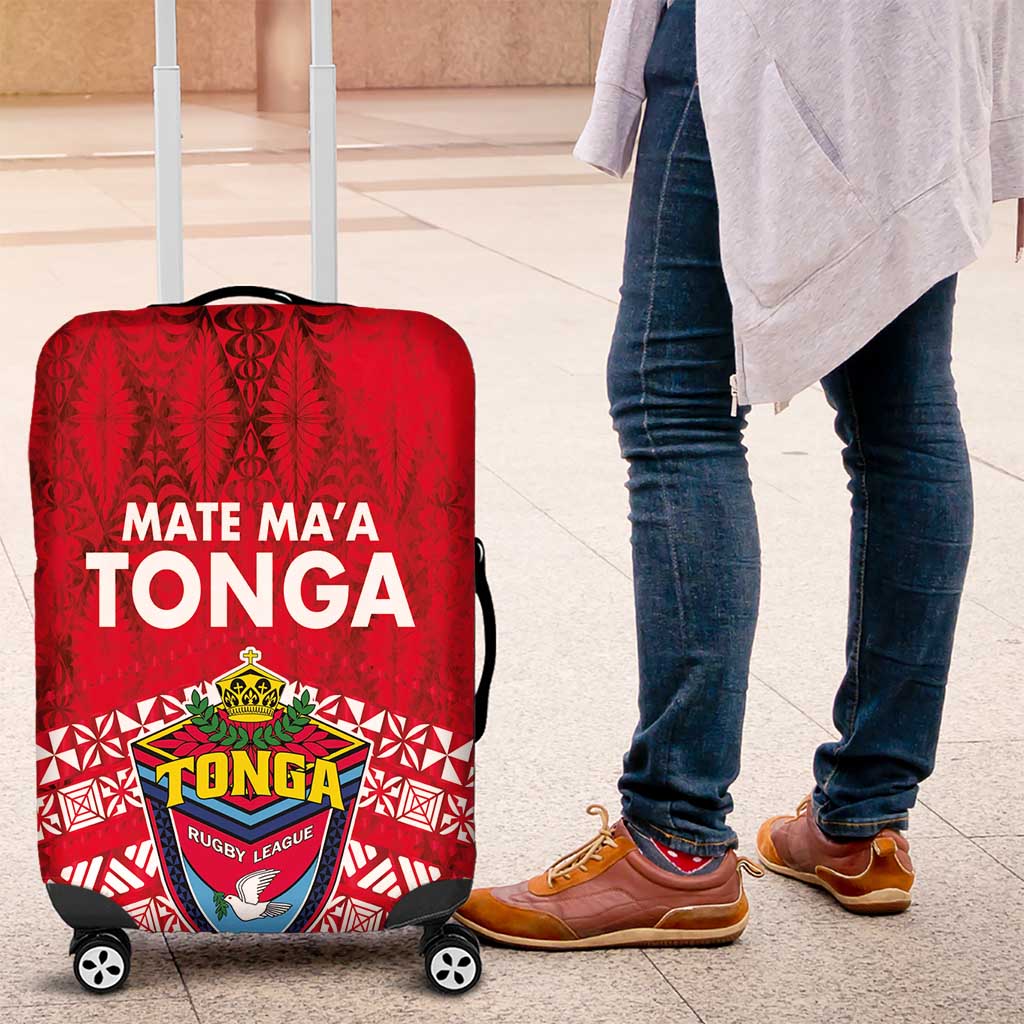 Mate Ma'a Tonga Luggage Cover Douple White Dove and Kupesi Ngatu Art Tattoo