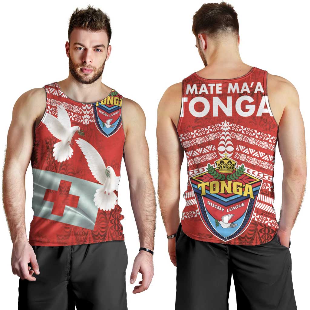 Mate Ma'a Tonga Men Tank Top Double White Dove and Kupesi Ngatu Art Tattoo LT03 - Polynesian Pride