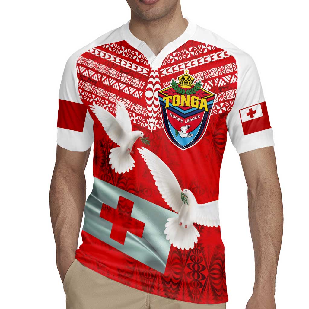 Mate Ma'a Tonga Rugby Jersey Double White Dove and Kupesi Ngatu Art Tattoo LT03 - Polynesian Pride