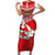 Mate Ma'a Tonga Short Sleeve Bodycon Dress Douple White Dove and Kupesi Ngatu Art Tattoo