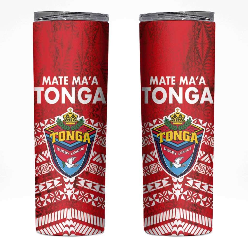 Mate Ma'a Tonga Skinny Tumbler Double White Dove and Kupesi Ngatu Art Tattoo