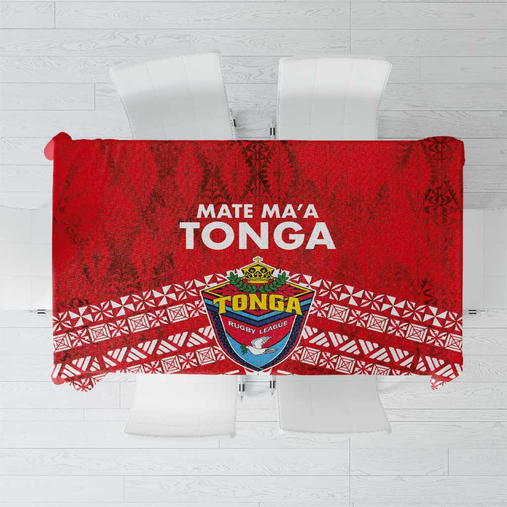 Mate Ma'a Tonga Tablecloth Double White Dove and Kupesi Ngatu Art Tattoo LT03 Red - Polynesian Pride