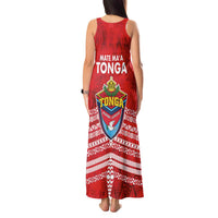 Mate Ma'a Tonga Tank Maxi Dress Double White Dove and Kupesi Ngatu Art Tattoo LT03 - Polynesian Pride