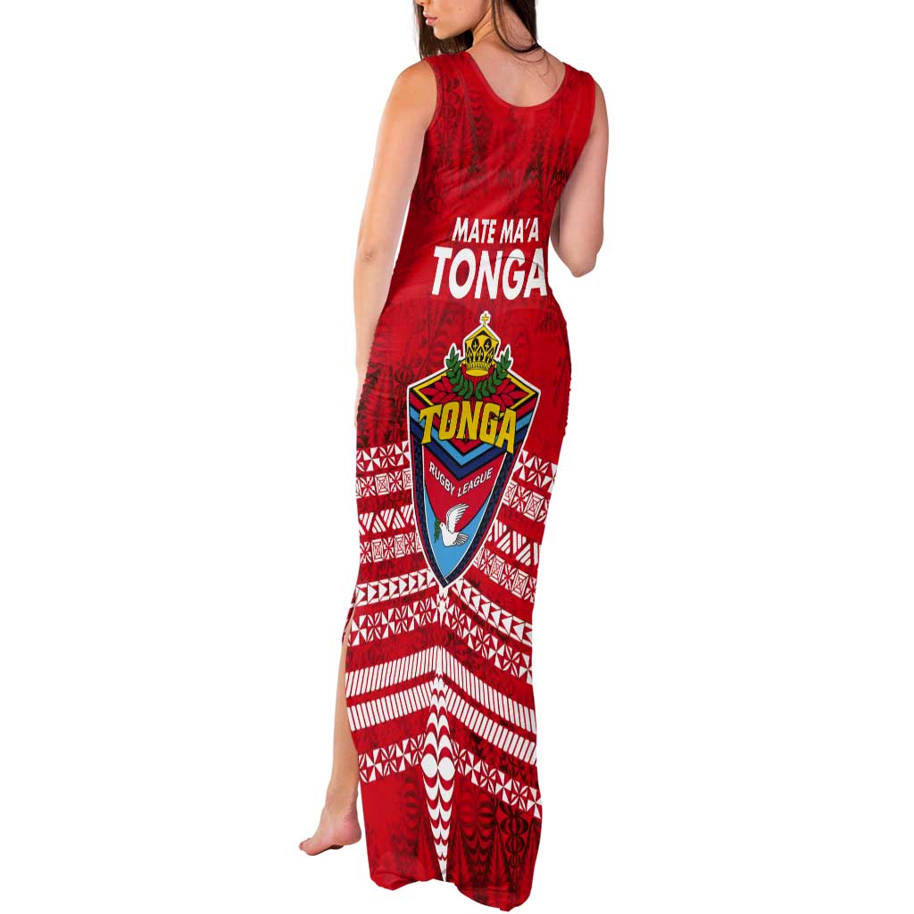 Mate Ma'a Tonga Tank Maxi Dress Double White Dove and Kupesi Ngatu Art Tattoo LT03 - Polynesian Pride