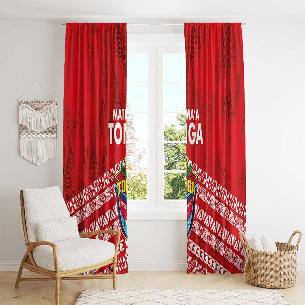 Mate Ma'a Tonga Window Curtain Double White Dove and Kupesi Ngatu Art Tattoo LT03 - Polynesian Pride