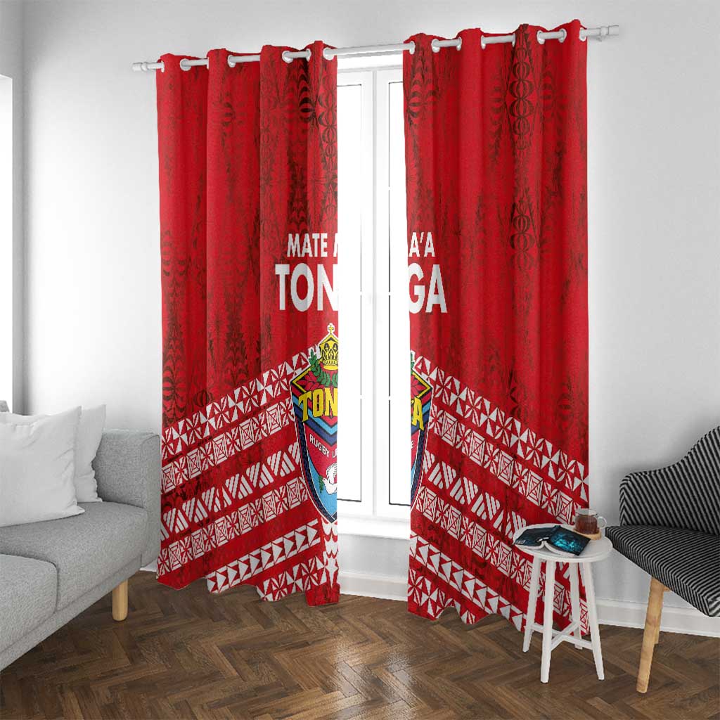 Mate Ma'a Tonga Window Curtain Double White Dove and Kupesi Ngatu Art Tattoo LT03 With Grommets Red - Polynesian Pride
