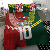 Custom Mate Ma'a Tonga and Australia Kangaroo Bedding Set Nation Seal with Mascot Aboriginal and Tongan Kupesi Ngatu Art