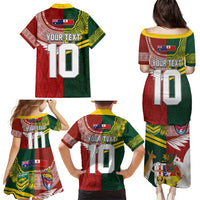 Custom Mate Ma'a Tonga and Australia Kangaroo Family Matching Puletasi and Hawaiian Shirt Nation Seal with Mascot Aboriginal and Tongan Kupesi Ngatu Art